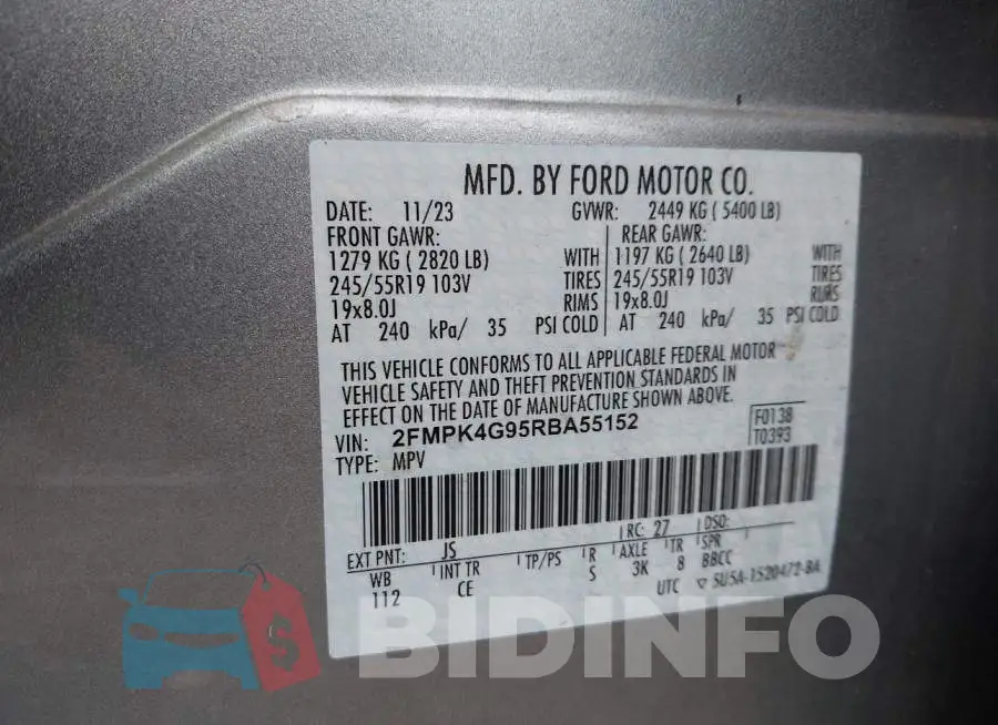 2FMPK4G95RBA55152 Photo# 9