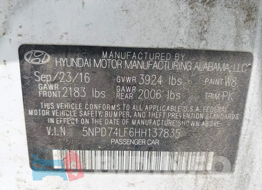 5NPD74LF6HH137835 Photo# 9