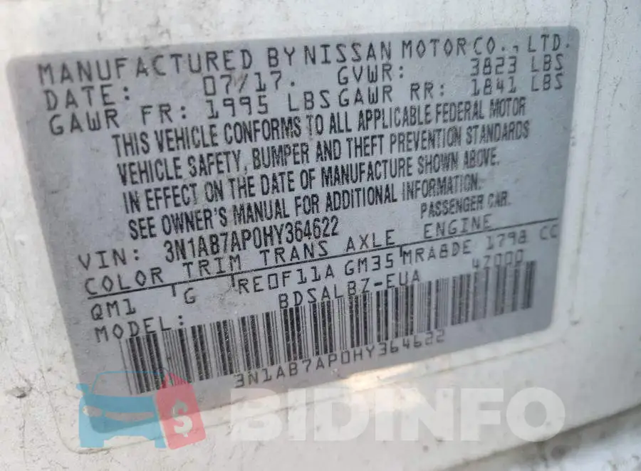 3N1AB7AP0HY364622 Photo# 9