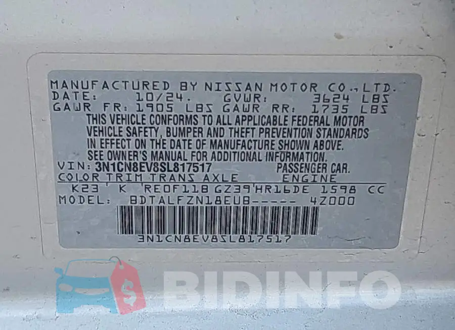 3N1CN8EV8SL817517 Photo# 9