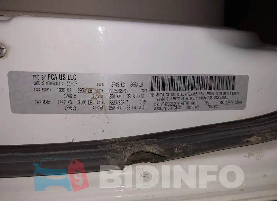 2C4RDGBG2JR138516 Photo# 9