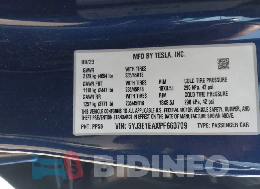 5YJ3E1EAXPF660709 Photo# 9