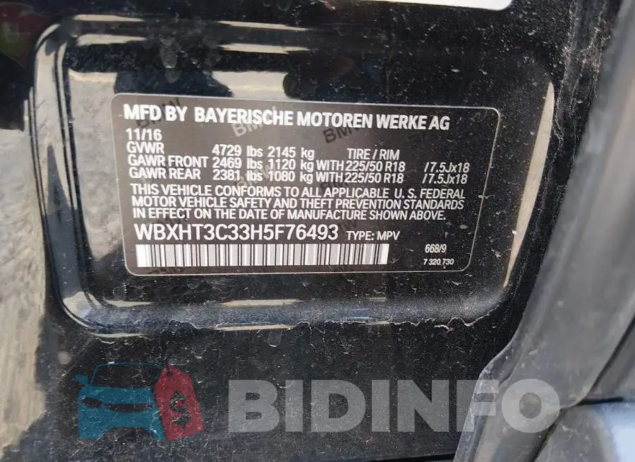 WBXHT3C33H5F76493 Photo# 9