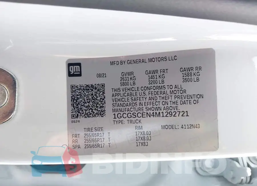 1GCGSCEN4M1292721 Photo# 9