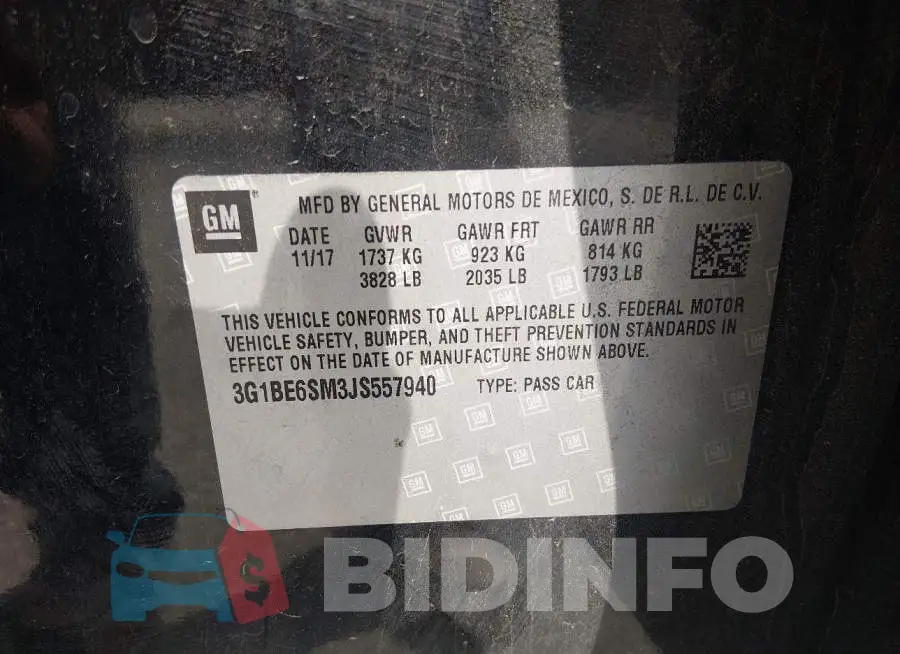3G1BE6SM3JS557940 Photo# 9