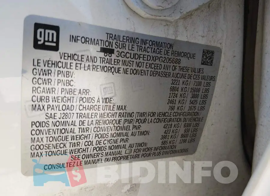 3GCUDFEDXPG205688 Photo# 9