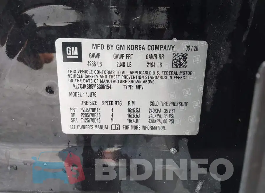 KL7CJKSB5MB306154 Photo# 9