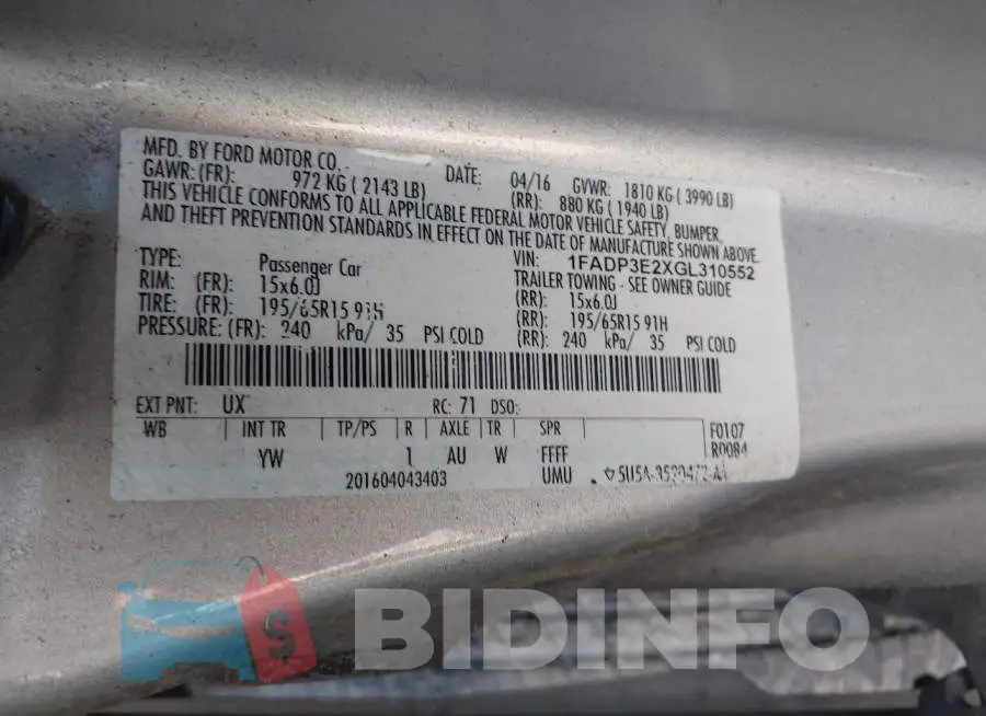 1FADP3E2XGL310552 Photo# 9