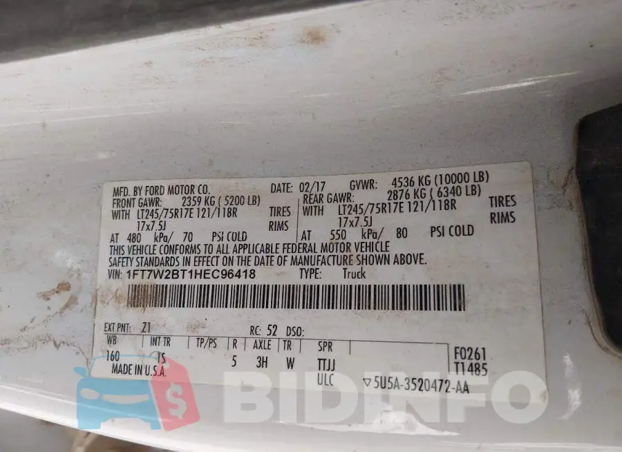 1FT7W2BT1HEC96418 Photo# 9