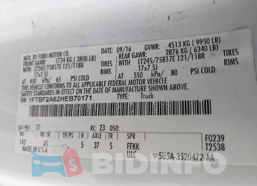 1FTBF2A62HEB70171 Photo# 9