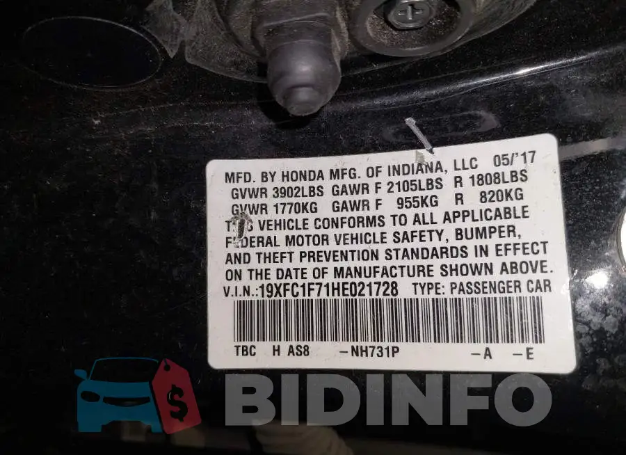 19XFC1F71HE021728 Photo# 9
