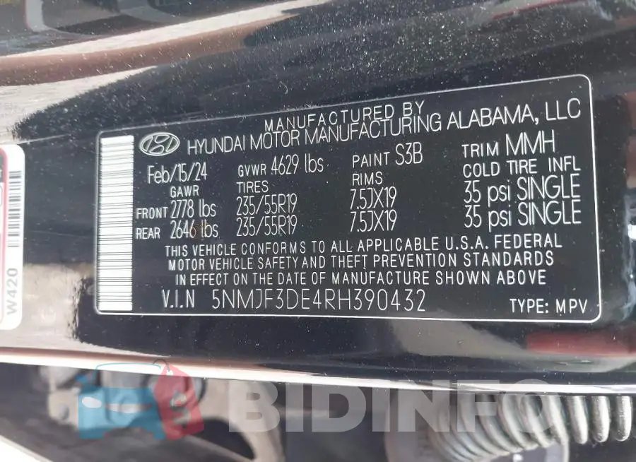 5NMJF3DE4RH390432 Photo# 9
