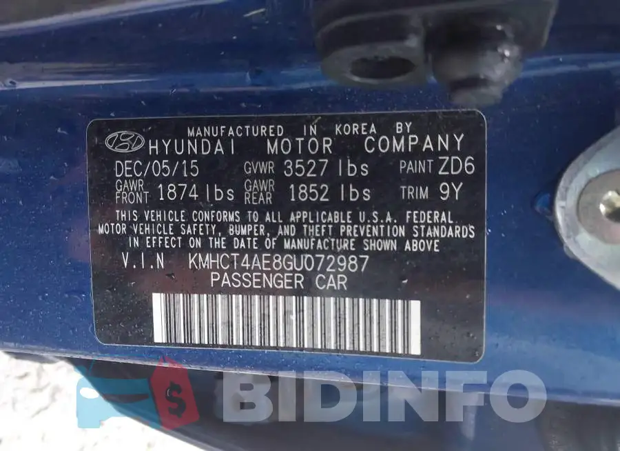 KMHCT4AE8GU072987 Photo# 9