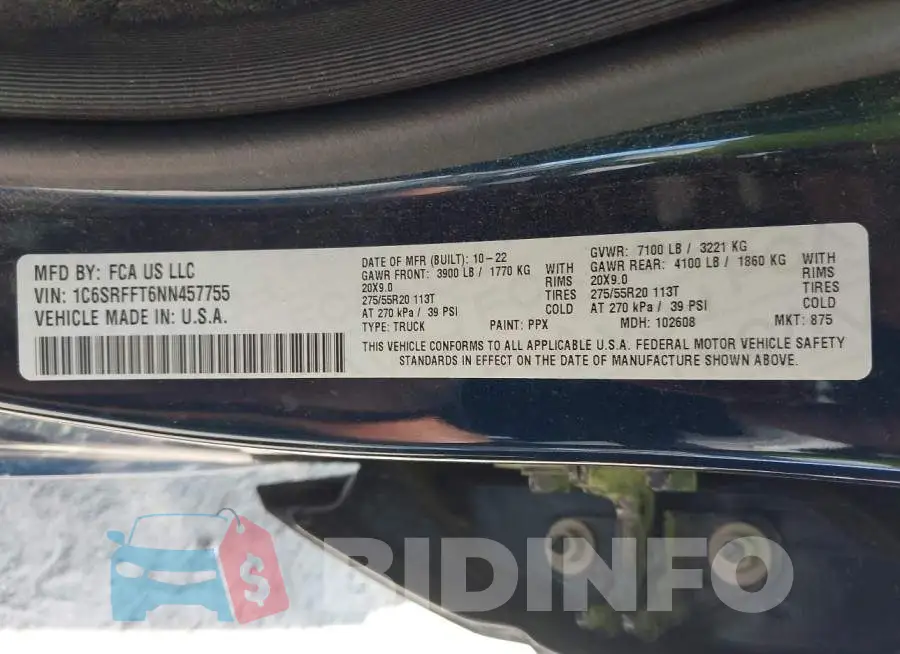 1C6SRFFT6NN457755 Photo# 9