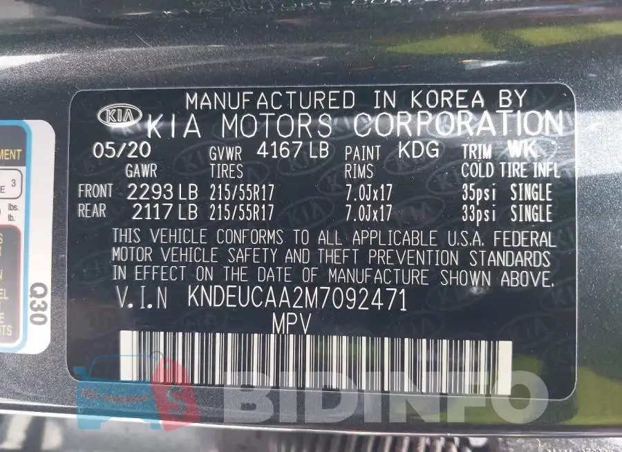 KNDEUCAA2M7092471 Photo# 9