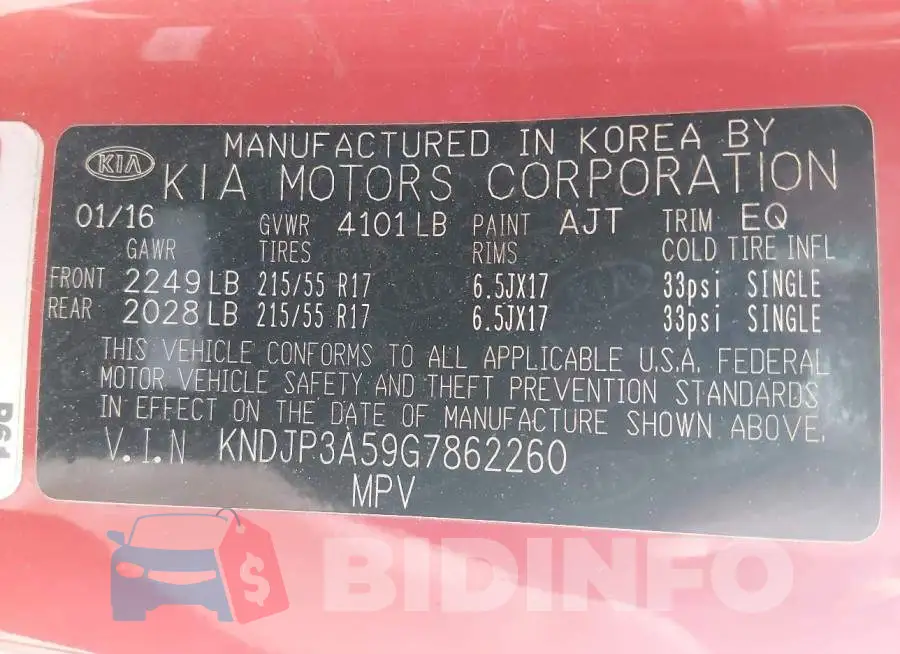 KNDJP3A59G7862260 Photo# 9