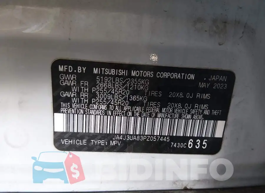 JA4J3UA83PZ057445 Photo# 9