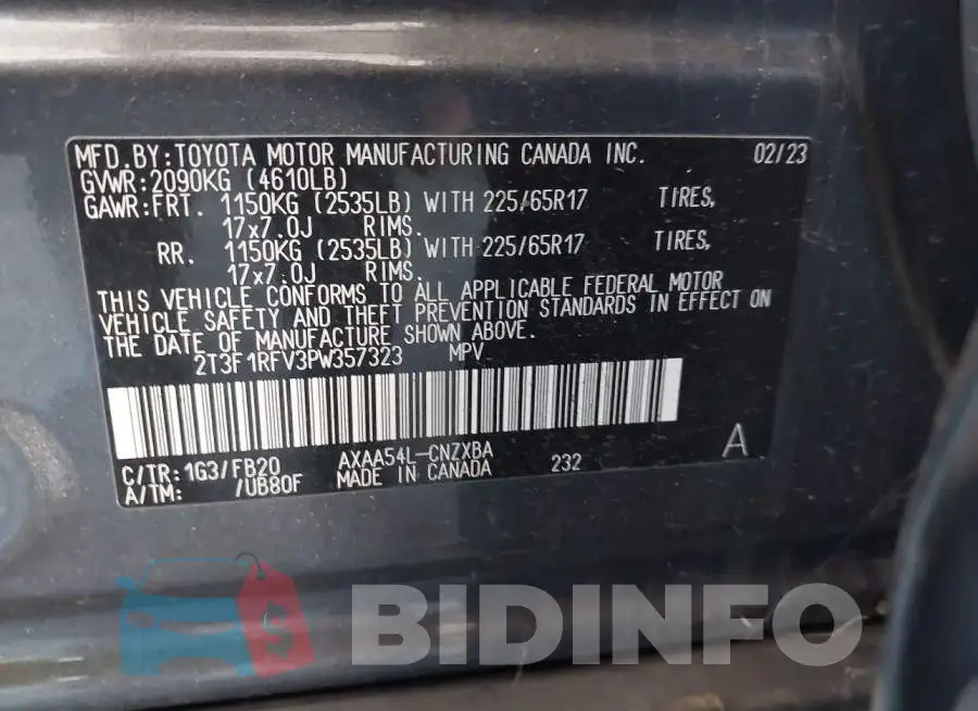 2T3F1RFV3PW357323 Photo# 9