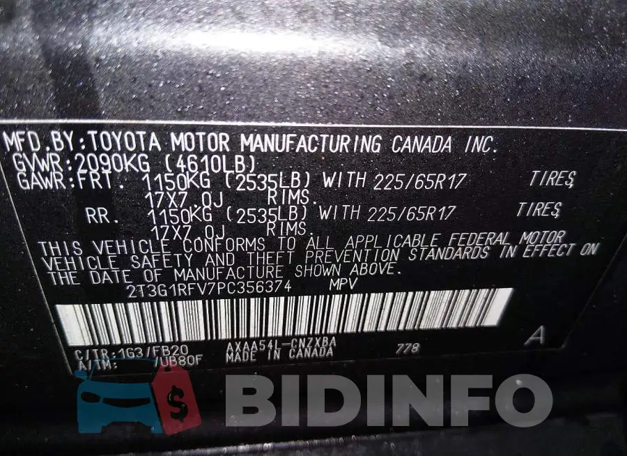 2T3G1RFV7PC356374 Photo# 9