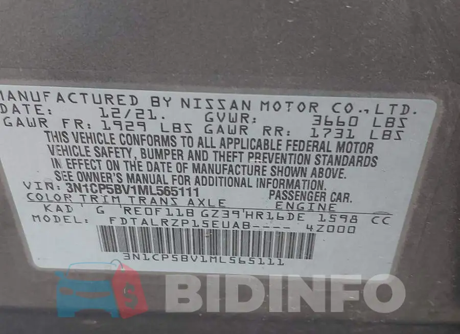 3N1CP5BV1ML565111 Photo# 9