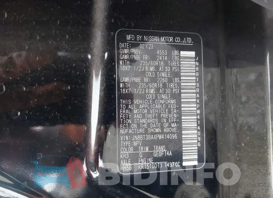 JN8BT3BAXPW414096 Photo# 9