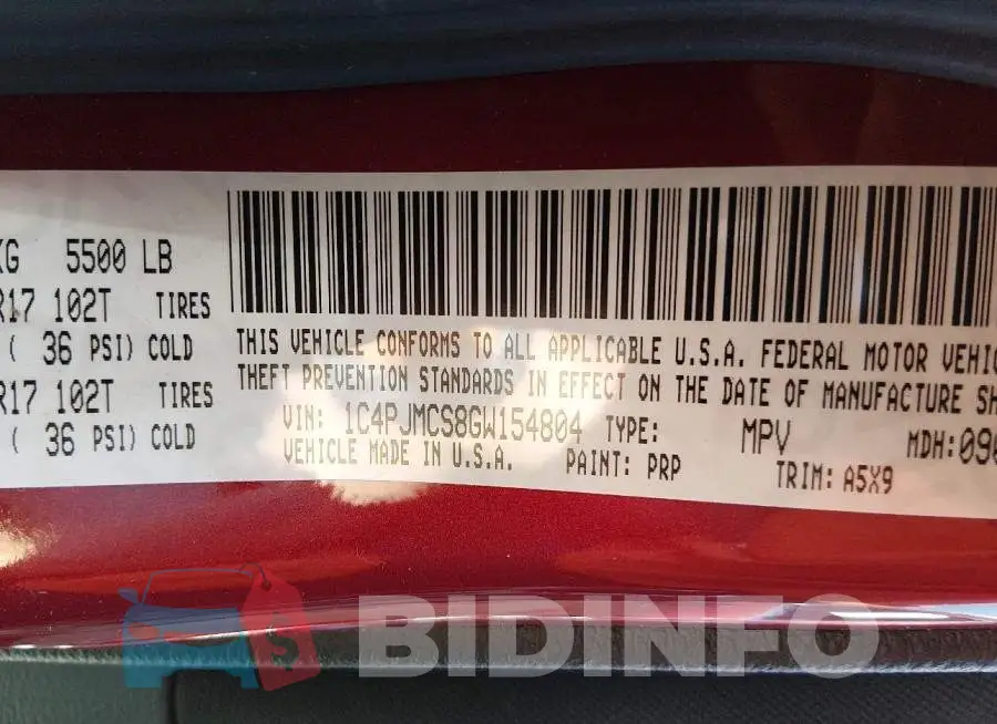 1C4PJMCS8GW154804 Photo# 9