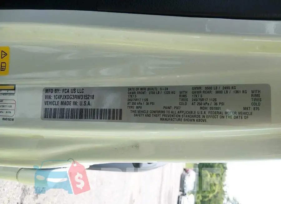 1C4PJXDG3RW315218 Photo# 9