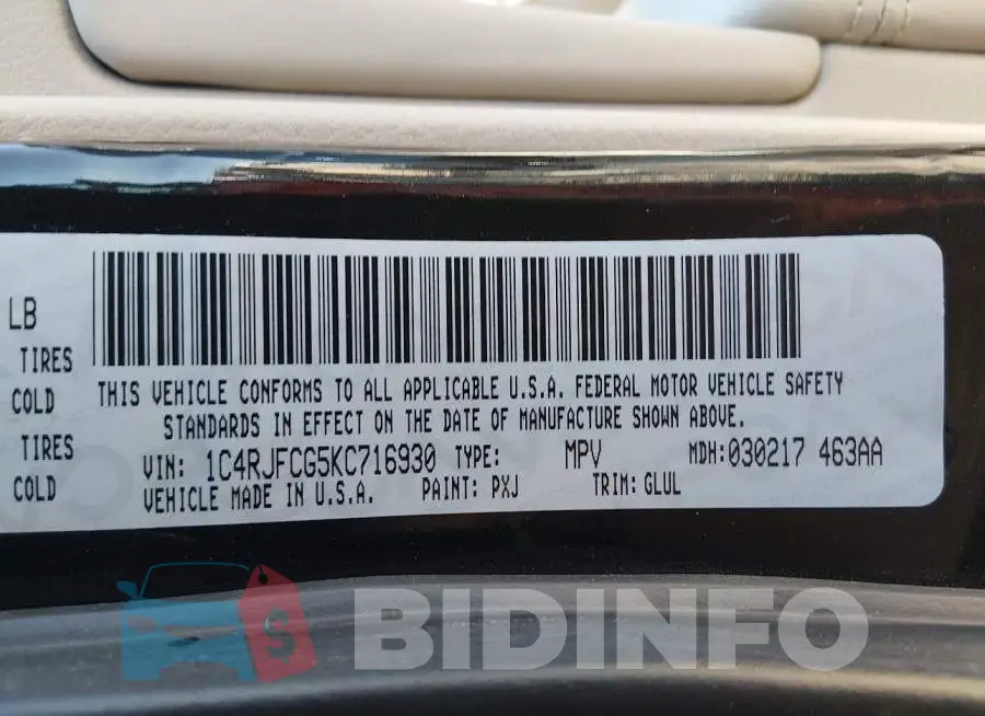 1C4RJFCG5KC716930 Photo# 9