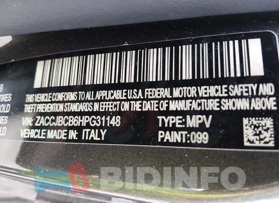 ZACCJBCB6HPG31148 Photo# 9