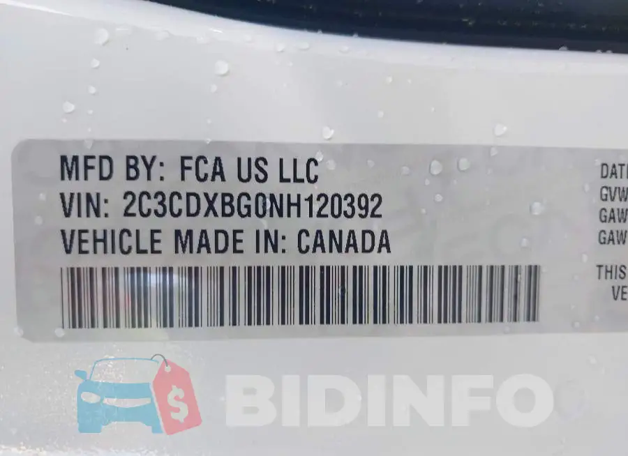 2C3CDXBG0NH120392 Photo# 9