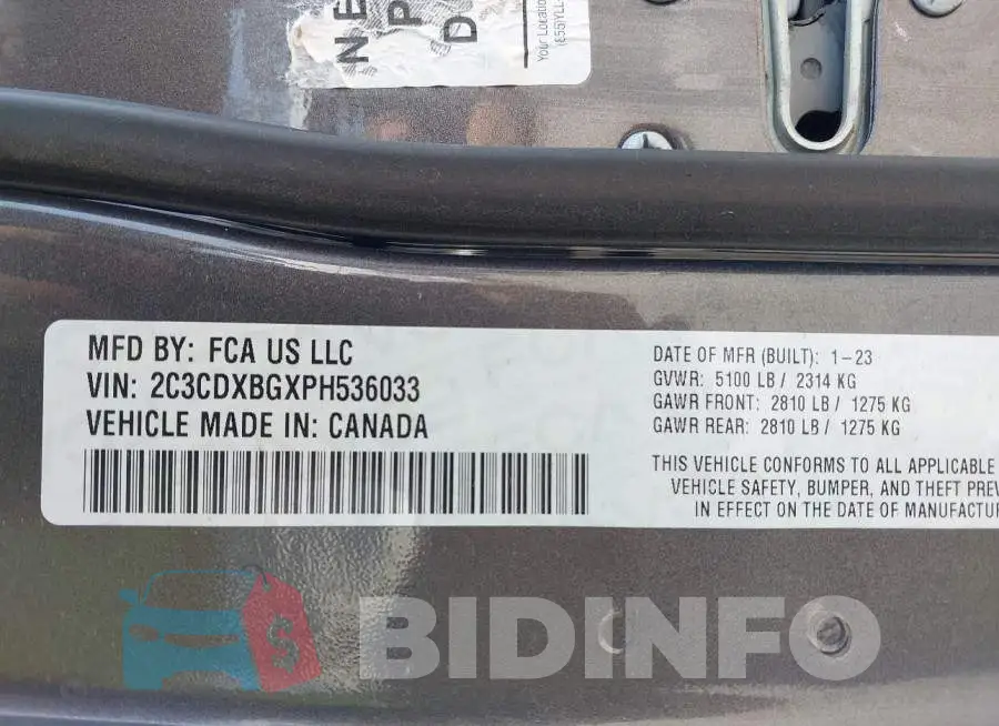 2C3CDXBGXPH536033 Photo# 9