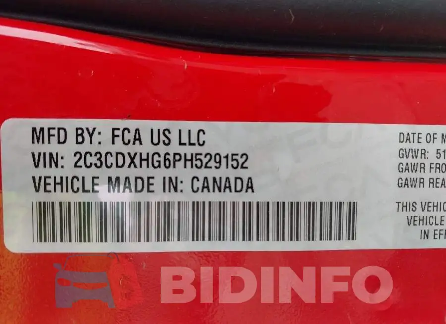 2C3CDXHG6PH529152 Photo# 9