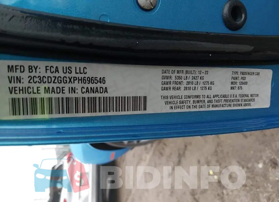 2C3CDZGGXPH696546 Photo# 9