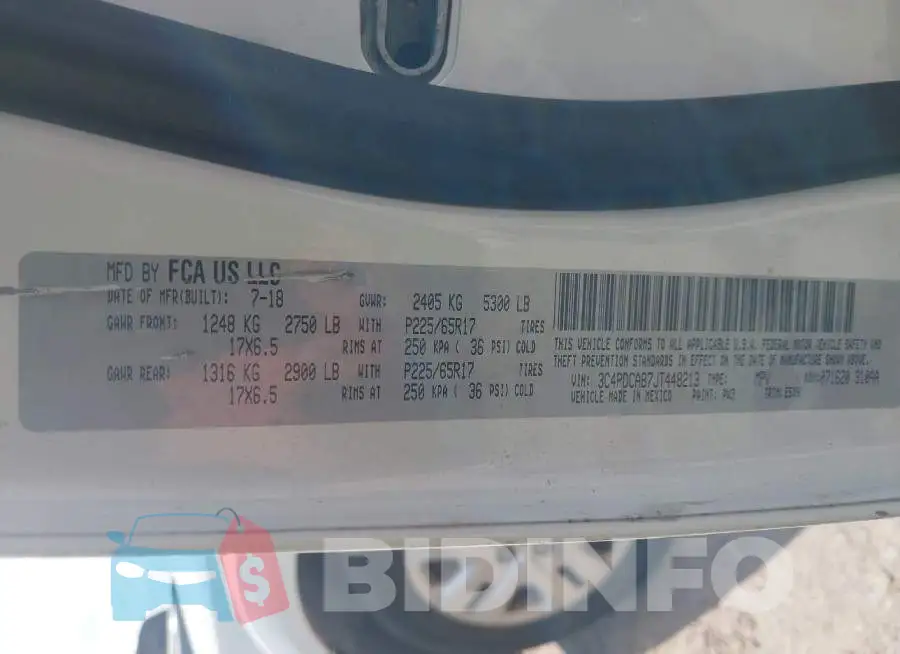 3C4PDCAB7JT448213 Photo# 9