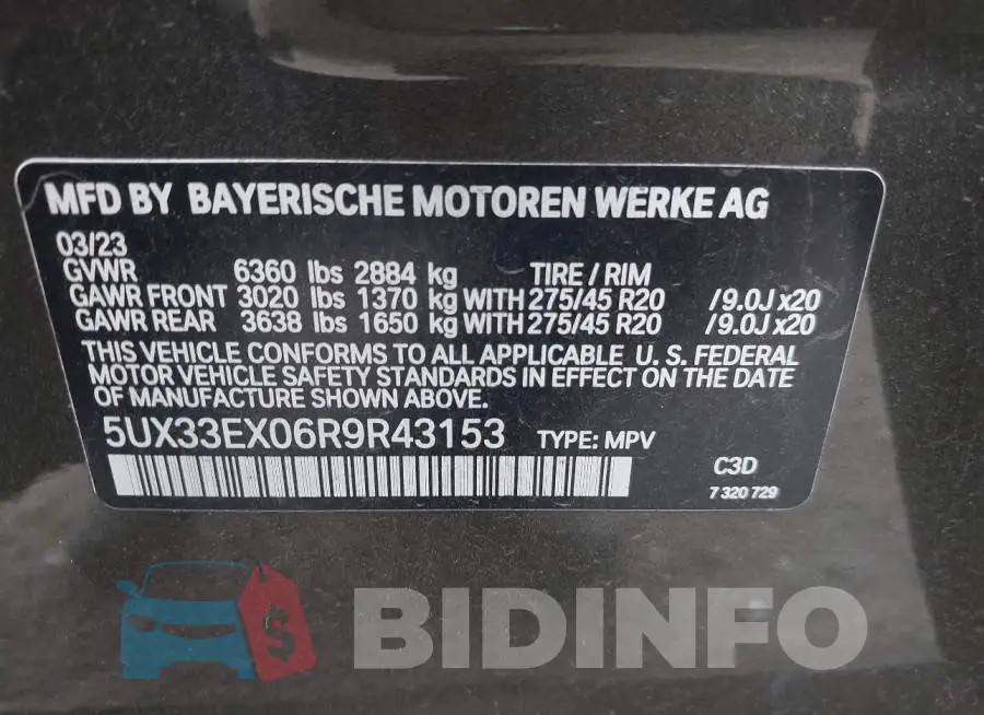 5UX33EX06R9R43153 Photo# 9