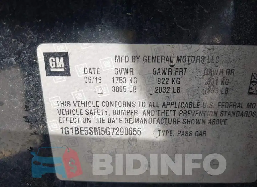 1G1BE5SM5G7290656 Photo# 9