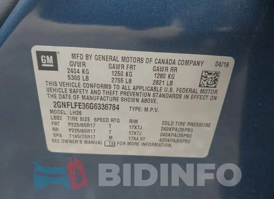 2GNFLFE36G6336784 Photo# 9
