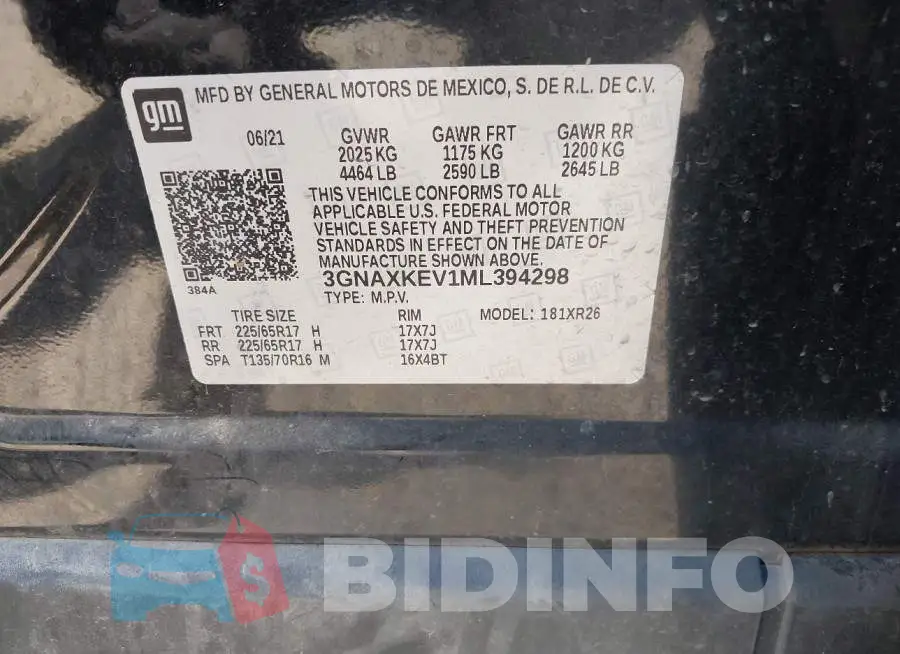 3GNAXKEV1ML394298 Photo# 9