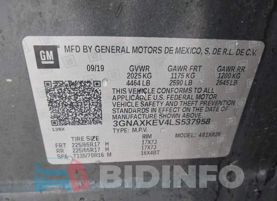 3GNAXKEV4LS537958 Photo# 9