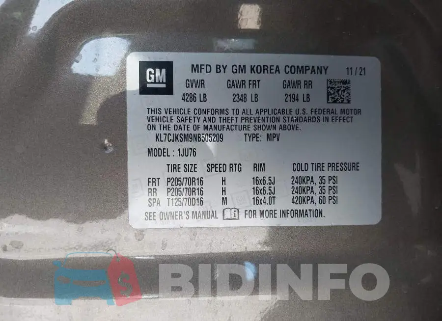 KL7CJKSM9NB505209 Photo# 9