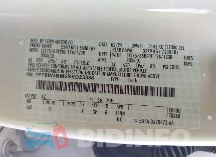 1FT8W3BM6RED23388 Photo# 8