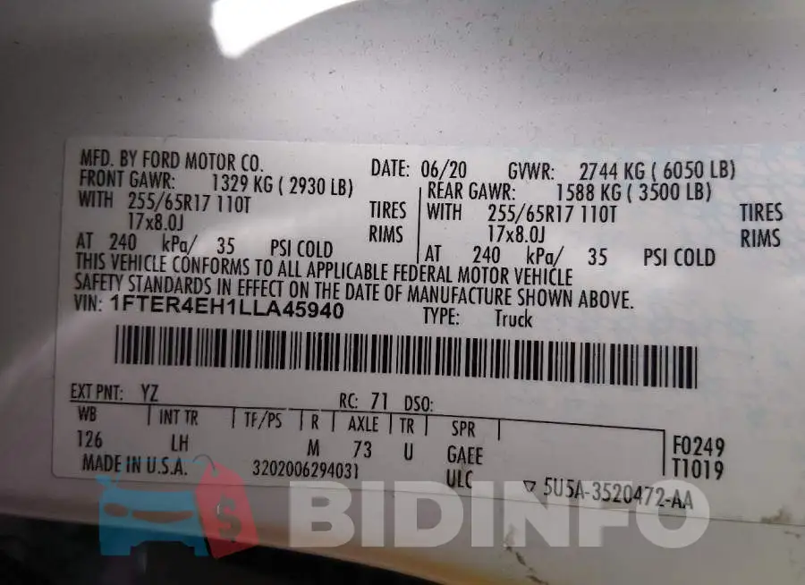 1FTER4EH1LLA45940 Photo# 9