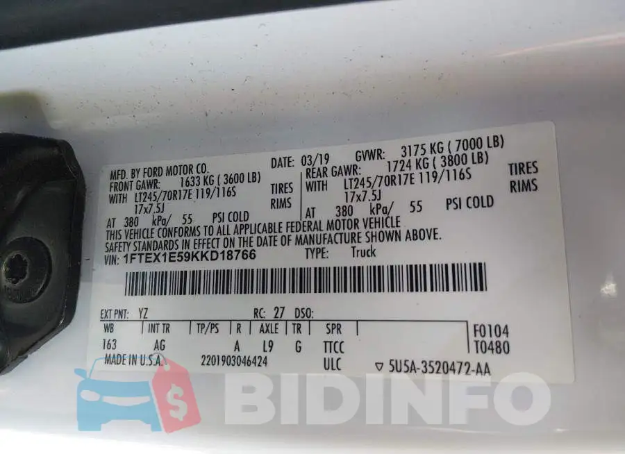1FTEX1EB3LFA54296 Photo# 9
