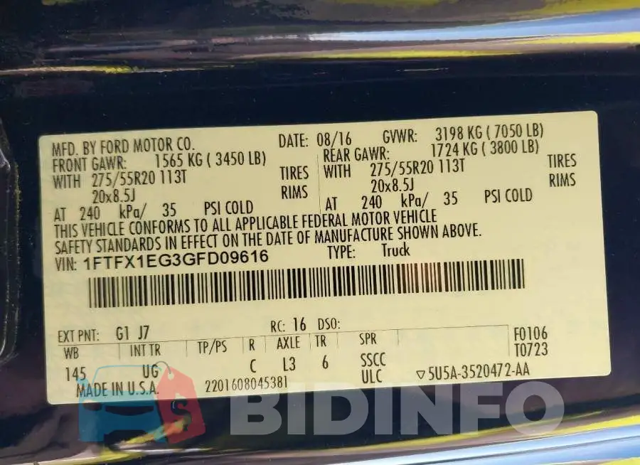 1FTFX1EG3GFD09616 Photo# 9