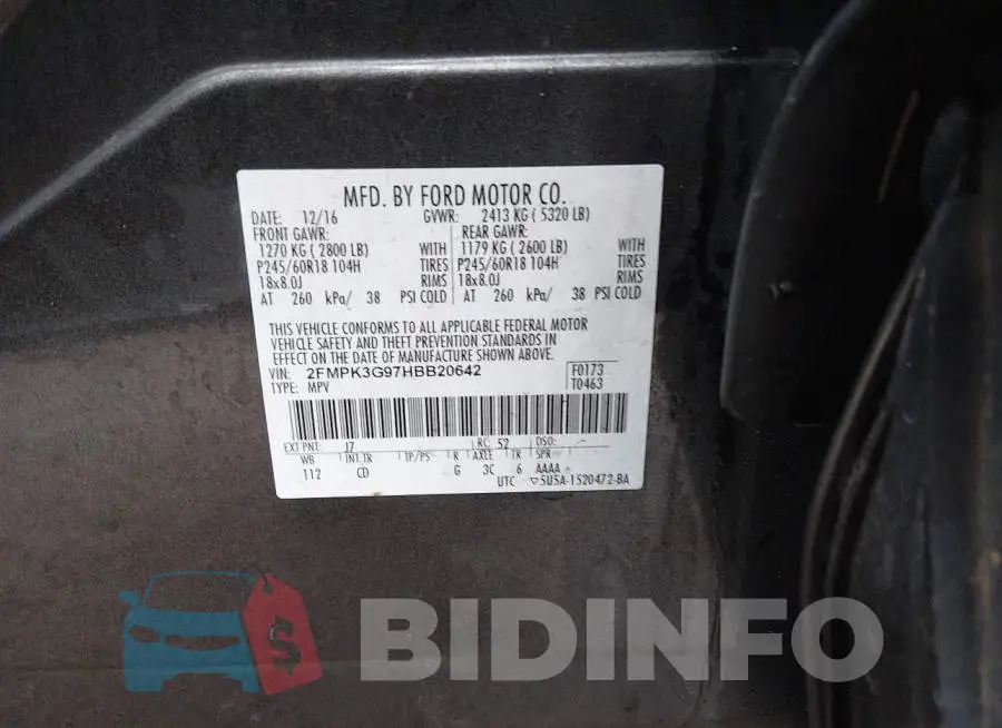 2FMPK3G97HBB20642 Photo# 9