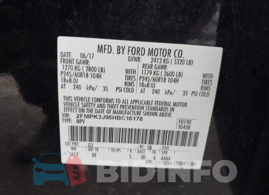 2FMPK3J95HBC16178 Photo# 9