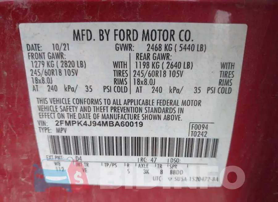 2FMPK4J94MBA60019 Photo# 9