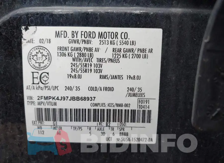 2FMPK4J97JBB68937 Photo# 9