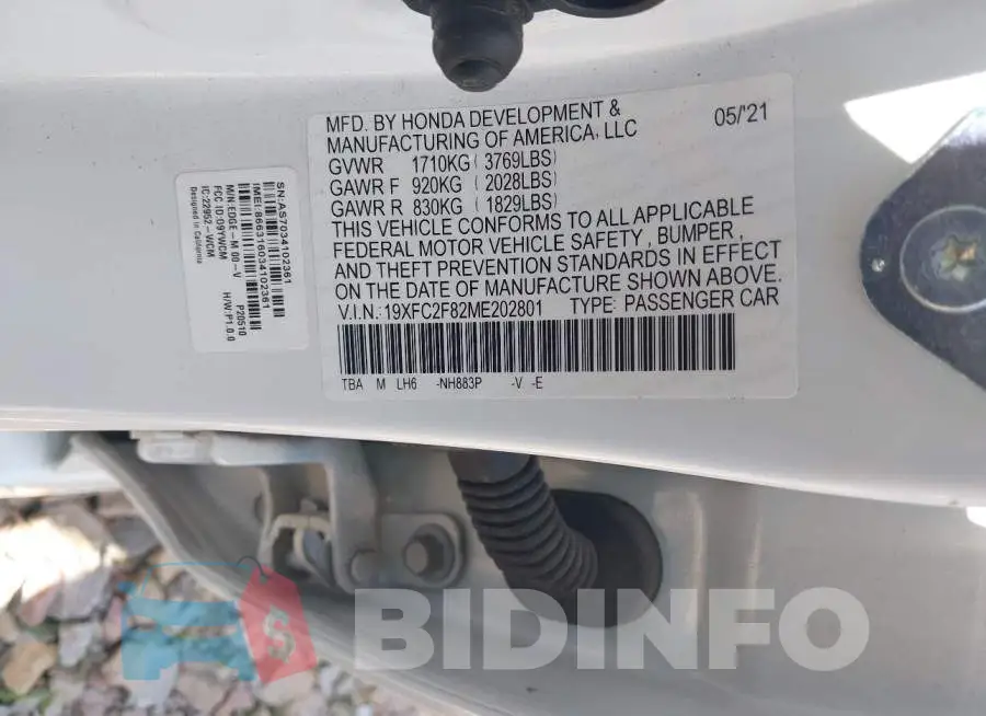 19XFC2F82ME202801 Photo# 9
