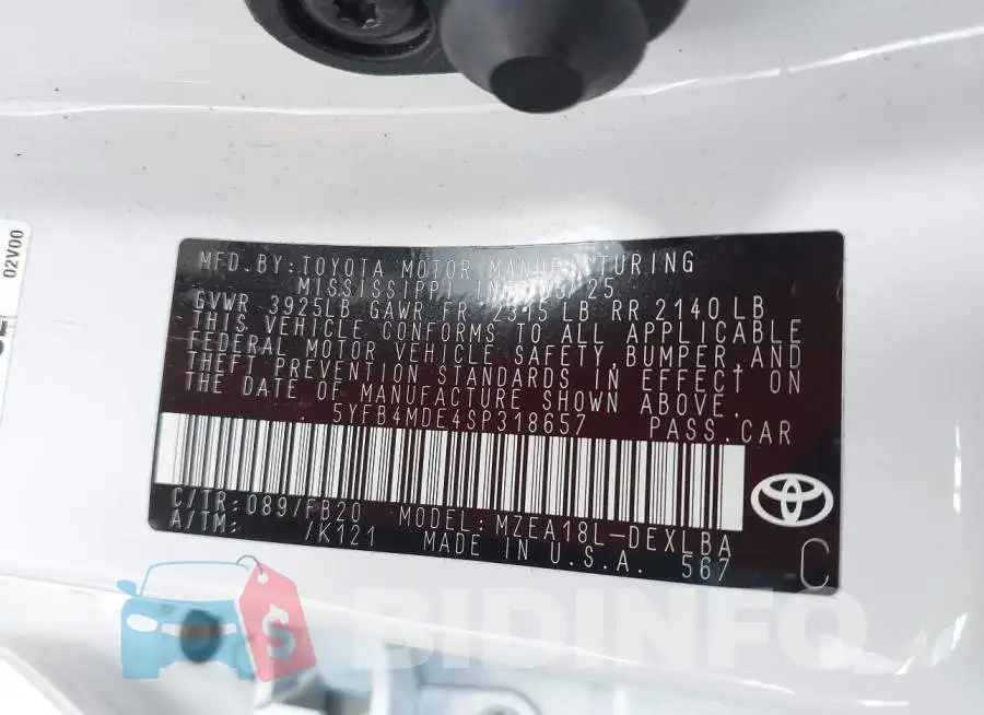 5YFB4MDE4SP318657 Photo# 9